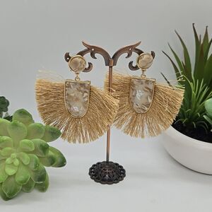 Beach Ready Fridge Earrings Big chunky look, but light weight. Faux Gemstone